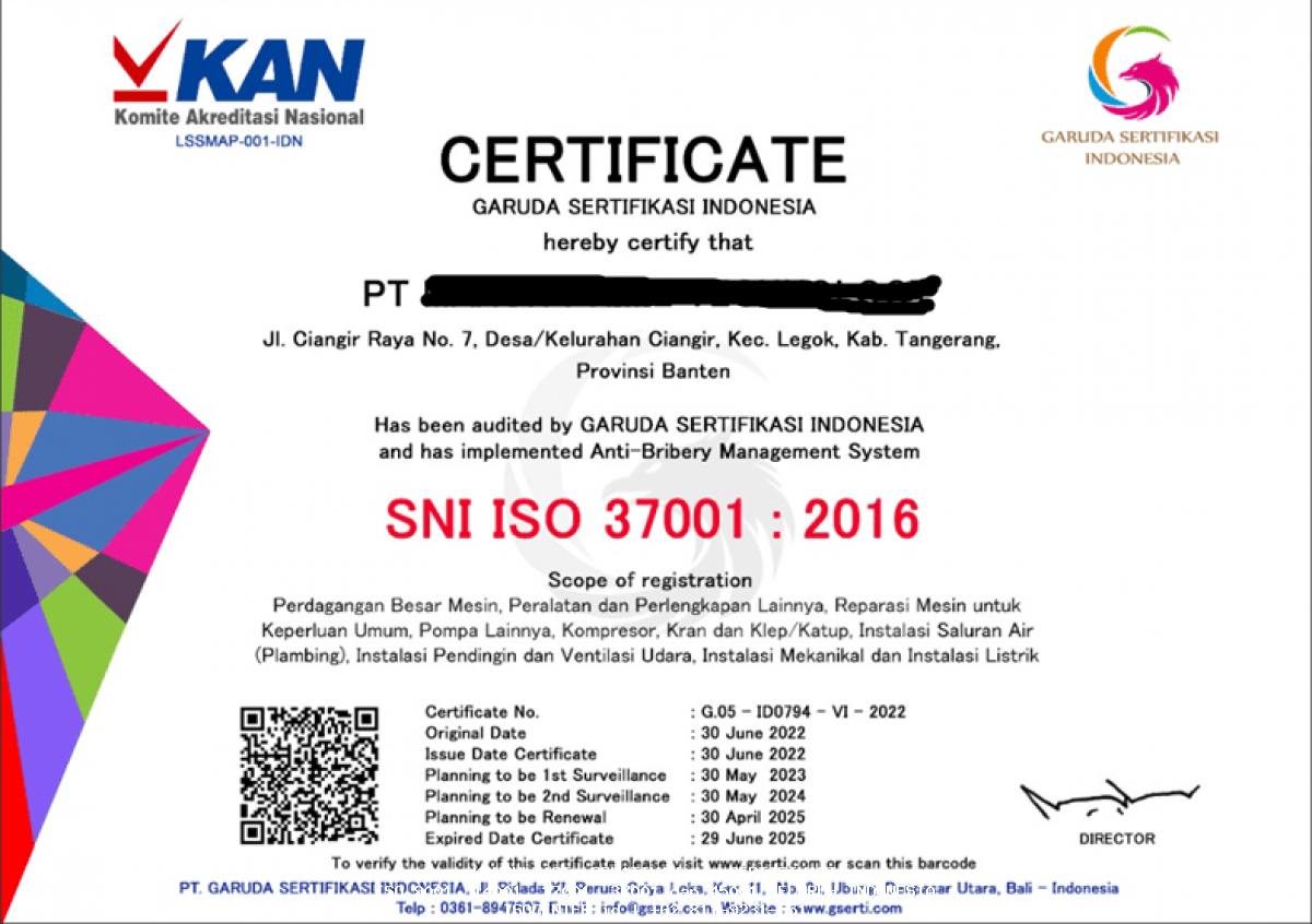 Menggali Mendalam Sertifikat ISO 37001:2016: Memerangi Korupsi dan Membangun Tata Kelola Bisnis yang Tangguh Sertifikat ISO 37001:2016, Anti-Penyuapan, Pencegahan Korupsi, Standar Internasional